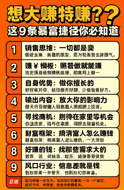 想大赚特赚？这9条暴富捷径你必须知道！